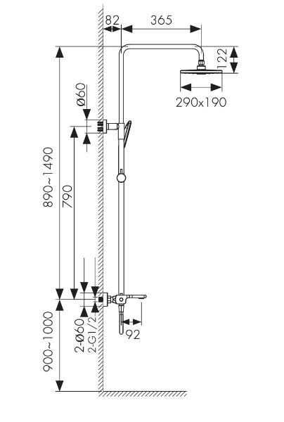 Душевая система Kaiser Elite Black Matt 01182-2 с термостатом