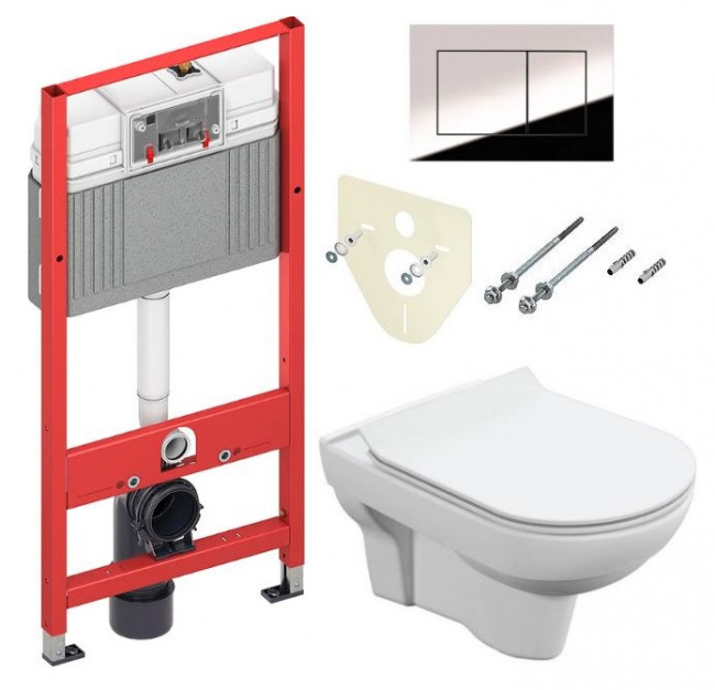 Комплект инсталляции TECE Base с безободковым унитазом Cersanit City Clean On SET-TC-CROME