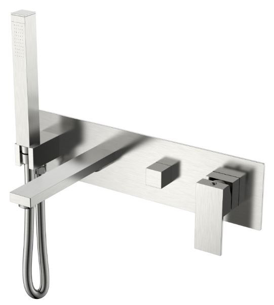 Смеситель Boheme Qubic Brushed Nickel 474-2-NB для ванны встраиваемый никель