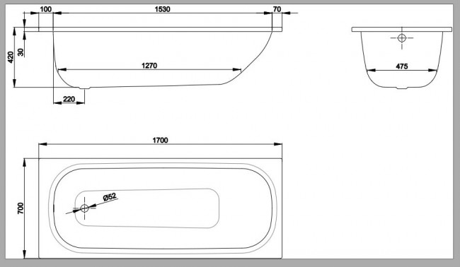 Ванна стальная Bette BetteForm 170*70 2945-000ADARPLUS антислип+GlasurPlus с шумоизоляцией