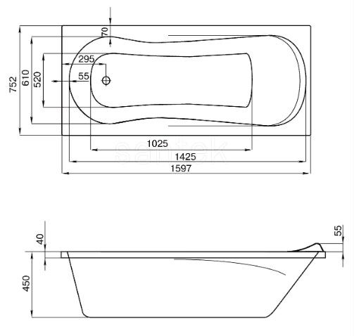 Ванна акриловая Santek Каледония 160*75 1WH302388