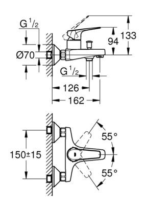 Смеситель Grohe BauFlow 23601000 для ванны