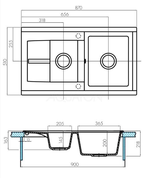 Мойка для кухни Акватон Делия 87 1A716232DE240 две чаши жемчуг