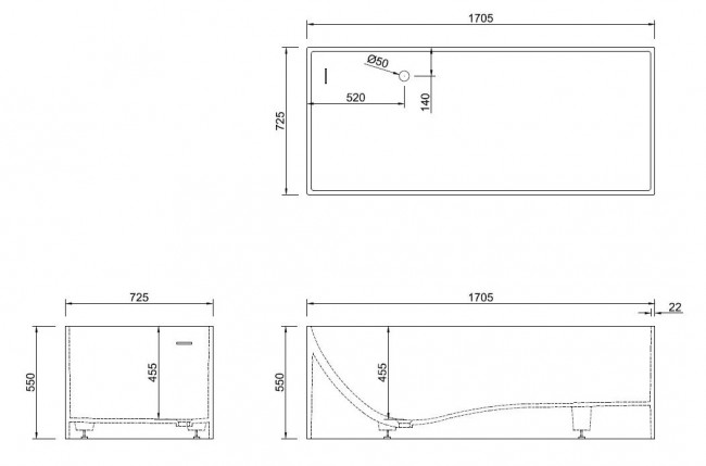 Ванна из искусственного камня NT Bagno Trieste 170*72 NT205
