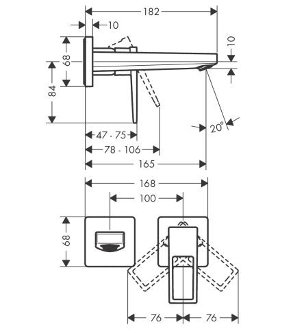 Смеситель Hansgrohe Metropol 74525000 для раковины настенный