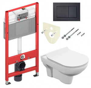 Комплект инсталляции TECE Base с безободковым унитазом Cersanit City Clean On SET-TC-BLACK