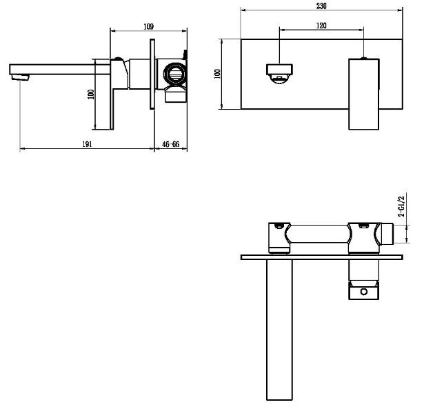Смеситель Boheme Qubic 475-NB для раковины встраиваемый никель брашированный