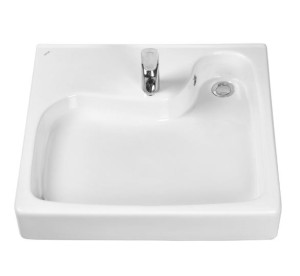 Раковина Santek Клио 60 1WH501785 над стиральной машиной с кронштейнами и сифоном