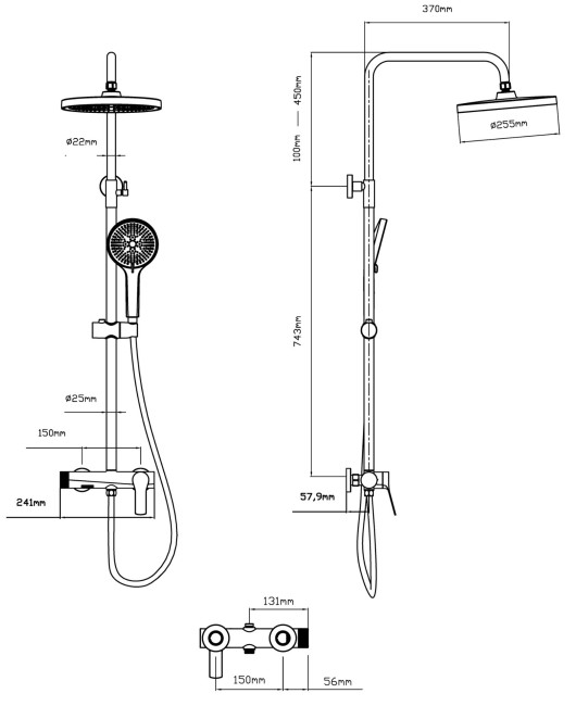 Душевая система Vincea Arco VSFS-4AR1BG брашированное золото