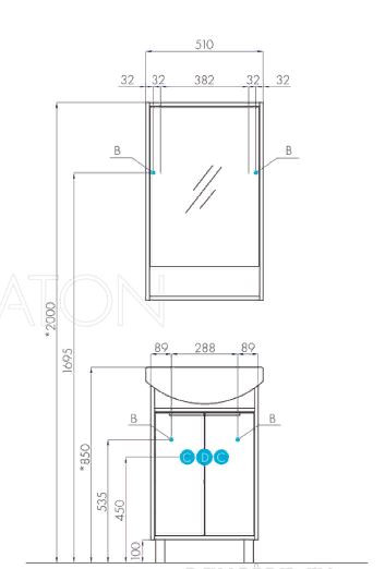 Зеркальный шкаф Акватон Рико 50 1A212302RIB90 белый ясень фабрик