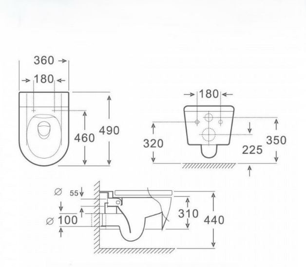 Унитаз подвесной Alicaness Juse P1004 безободковый с сиденьем микролифт