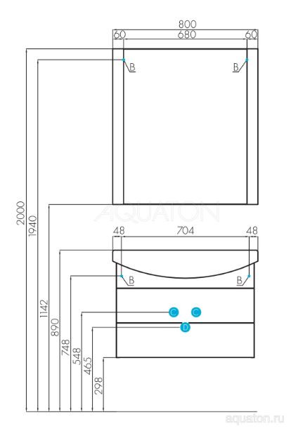 Тумба под раковину Акватон Ария 80 М 1A140801AA950 черная