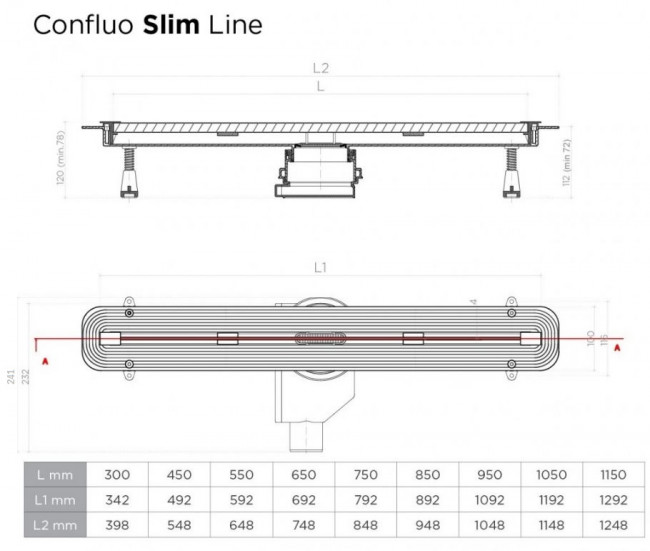 Душевой лоток Pestan Confluo Slim Line 450 13100031
