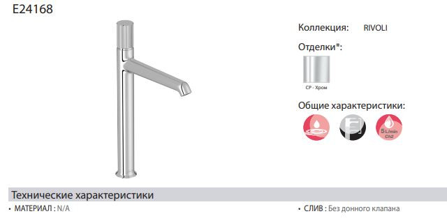 Смеситель Jacob Delafon Rivoli E24168-CP для раковины