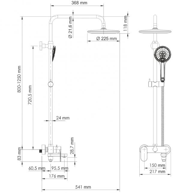 Душевая система WasserKRAFT A17401 черный Soft-touch Душевая система WasserKRAFT A17401 черный Soft-touch