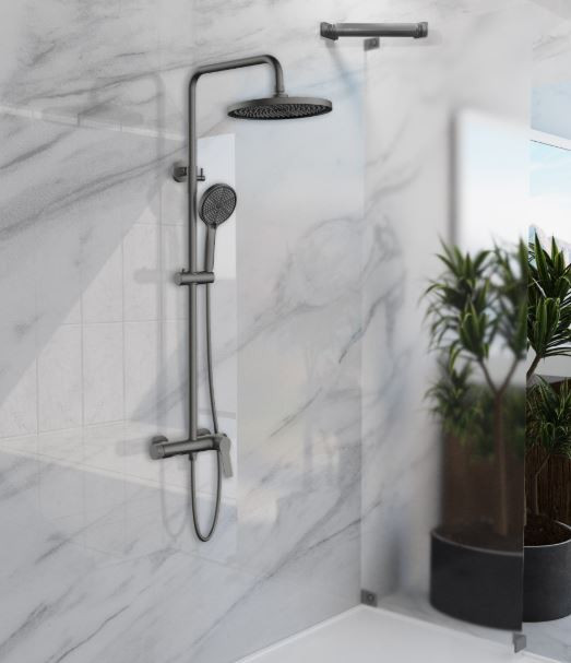 Душевая система Vincea Arco VSFS-4AR1GM вороненая сталь