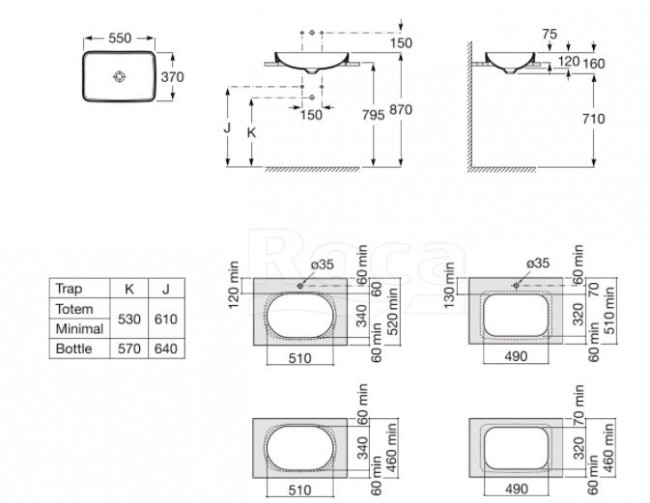 Раковина Roca Inspira WB Square 327534000