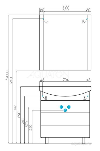 Тумба под раковину Акватон Ария 80 Н 1A141301AA010 белая