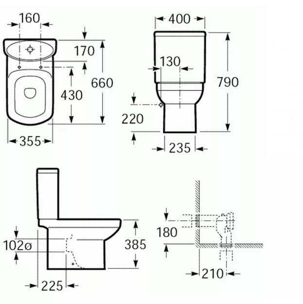 Чаша унитаза Roca Dama Senso 342517000 без сиденья
