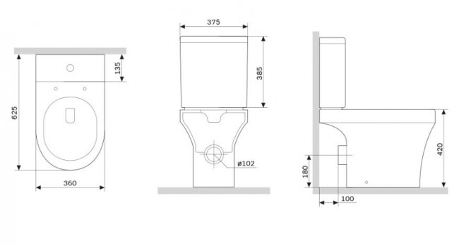 Унитаз-компакт Damixa Skyline DX35C8600SC безободковый с микролифтом