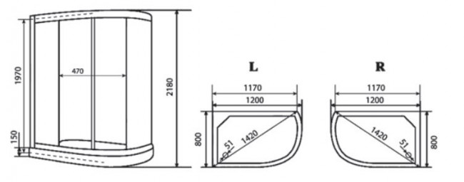 Душевая кабина Timo Eco TE-0702 P L 120*80 левая