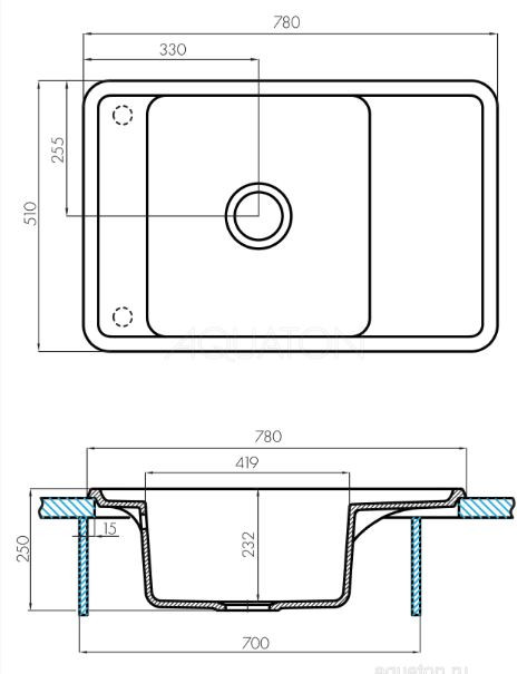 Мойка для кухни Акватон Беллис 78 1A725032BS240 жемчуг