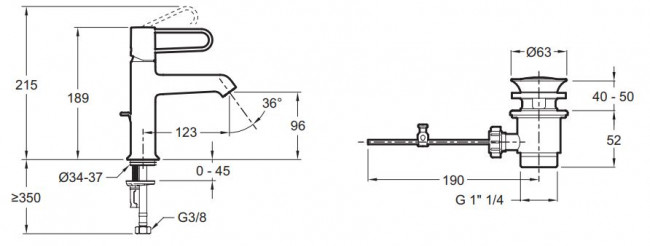 Смеситель Jacob Delafon Odeon Rive Gauche E21028-GLD-BL для раковины матовый черный