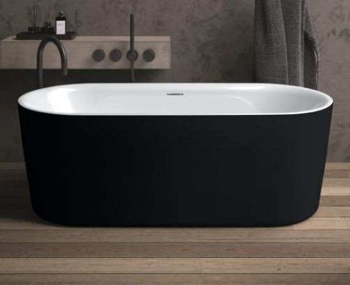 Ванна акриловая Riho Modesty Velvet 170*76 B090002220 с функцией Riho Sparkle черно-белая