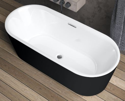 Ванна акриловая Riho Modesty Velvet 170*76 B090002220 с функцией Riho Sparkle черно-белая