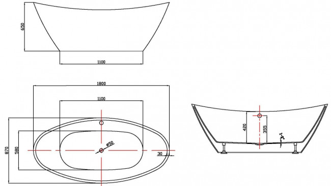 Ванна акриловая Vincea VBT-203 180*87