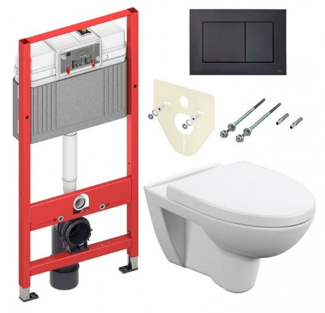 Комплект инсталляции TECE Base с безободковым унитазом Cersanit Parva Clean On SET-TC1-BLACK