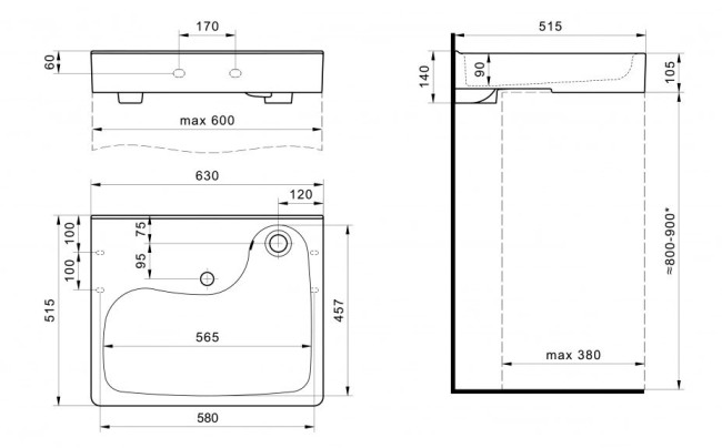 Раковина Santek Клио 50 1WH501770 над стиральной машиной с кронштейнами