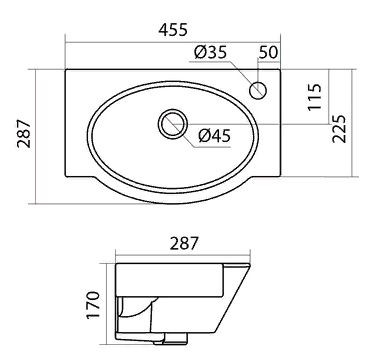 Раковина Santek Форум 45 1WH110545 отверстие справа