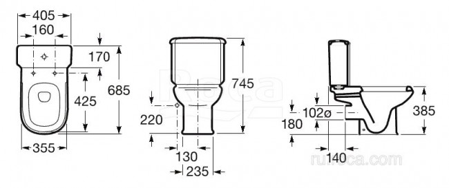 Чаша унитаза Roca Dama Retro 342320001 без сиденья
