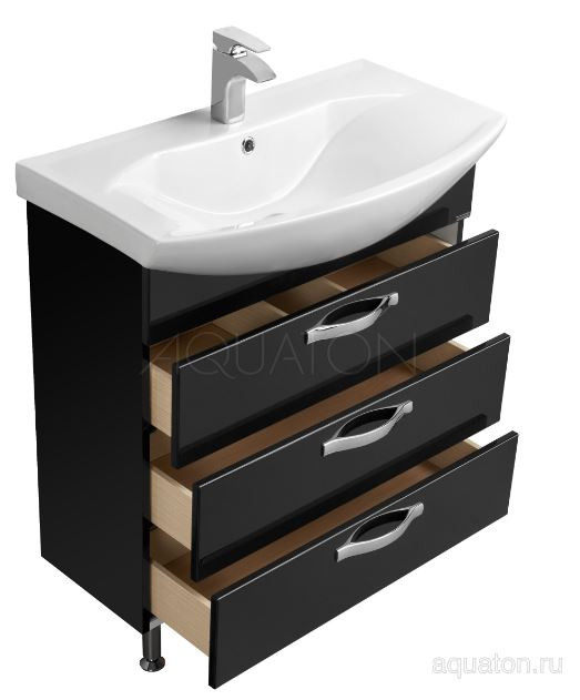 Тумба под раковину Акватон Ария 80 Н 1A141301AA950 черная