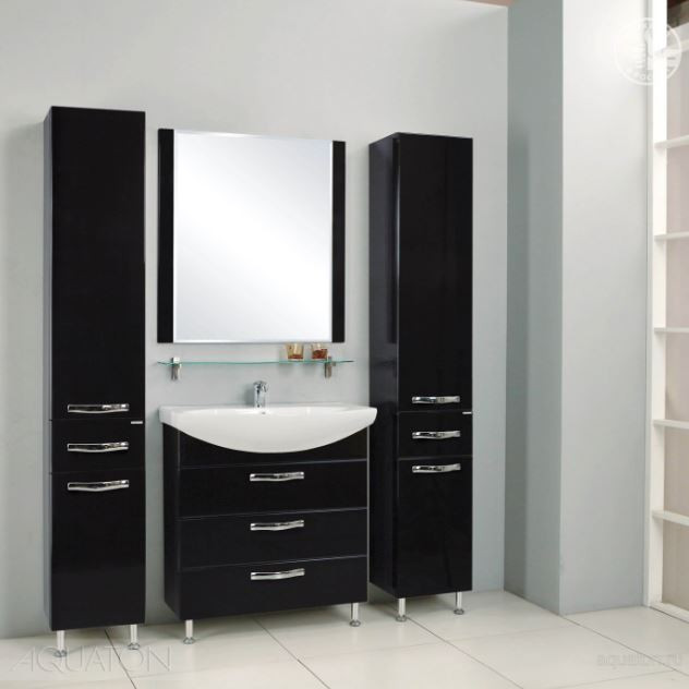 Тумба под раковину Акватон Ария 80 Н 1A141301AA950 черная