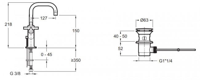 Смеситель Jacob Delafon Purist E14594-3-CP для раковины