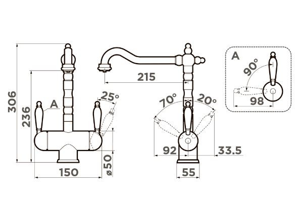 Смеситель Omoikiri Amagasaki-BL 4994067 для кухни с подключением к фильтру черный