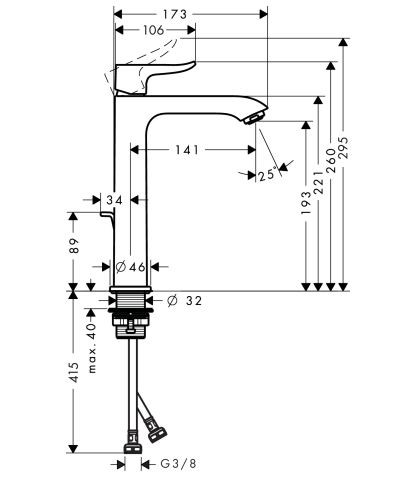 Смеситель Hansgrohe Metris 31183000 для раковины