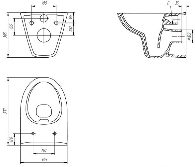 Комплект инсталляции TECE Base с безободковым унитазом Cersanit Parva Clean On SET-TC1-WHITE