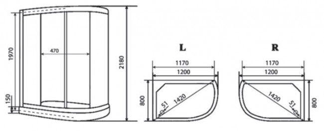 Душевая кабина Timo Eco TE-0702 R 120*80 правая