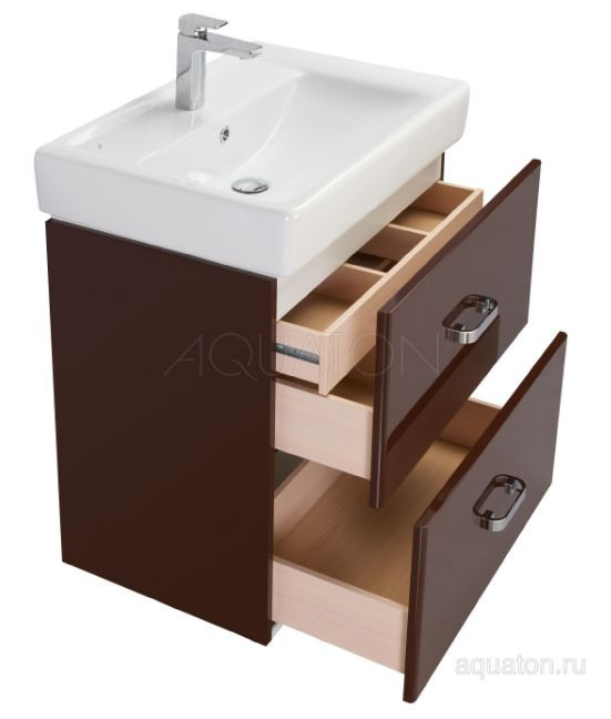 Тумба под раковину Акватон Америна 60 1A135401AM430 темно-коричневая