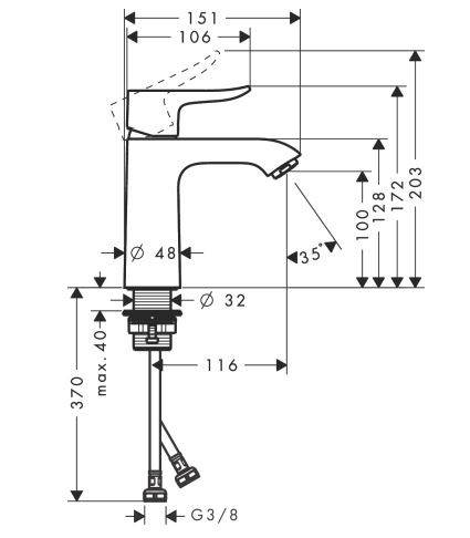 Смеситель Hansgrohe Metris 31084000 для раковины