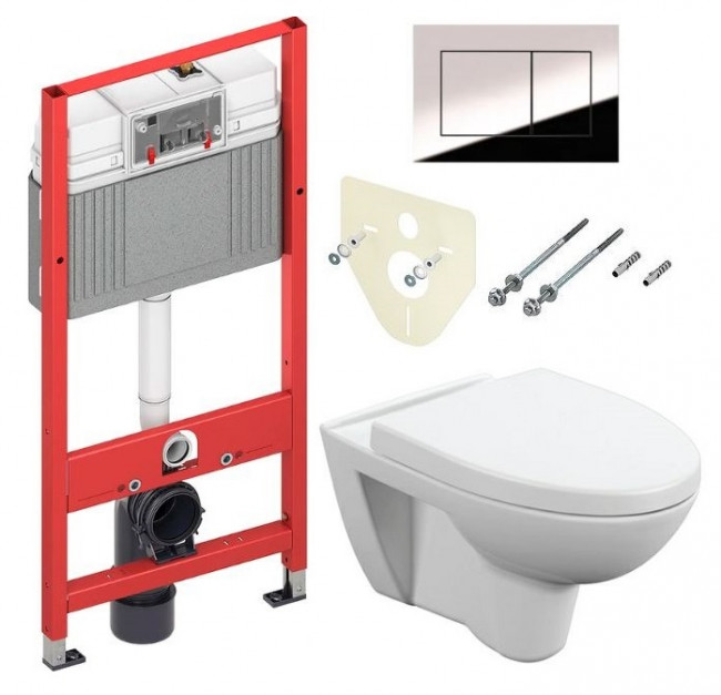 Комплект инсталляции TECE Base с безободковым унитазом Cersanit Parva Clean On SET-TC1-CHROME