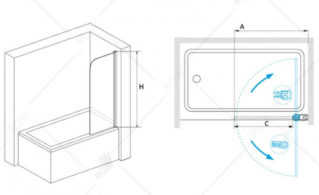 Шторка для ванны RGW SC-05 80 03110508-11 прозрачное