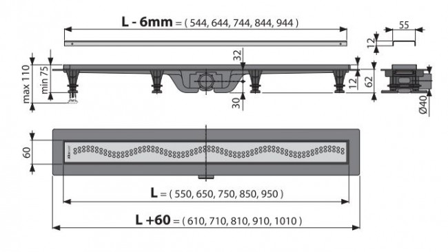 Душевой лоток AlcaPlast APZ8 Simple APZ8-950M
