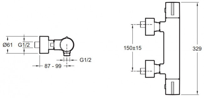 Смеситель Jacob Delafon Toobi E8991-CP для душа термостат