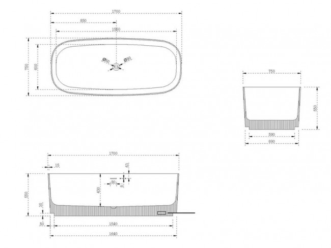 Ванна из искусственного камня NT Bagno Bergamo 170*75 NT220