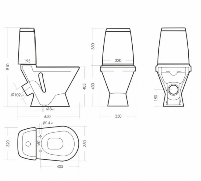Унитаз-компакт Sanita Кама Стандарт (Эконом) WC.CC/Kama/1-P/WHT.G/S1