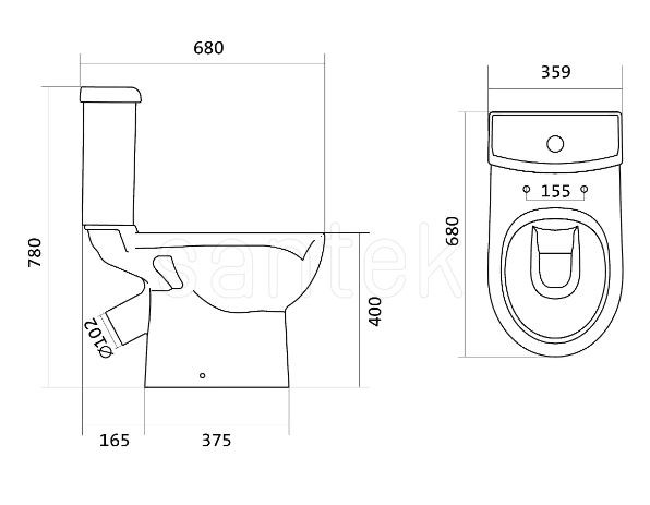 Унитаз-компакт Santek Юнион 1WH302420 диагональный выпуск сиденье микролифт slim